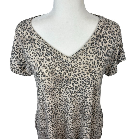 Leopard Print Short Sleeve V-Neck Dress - Mocha - Picture 2 of 7